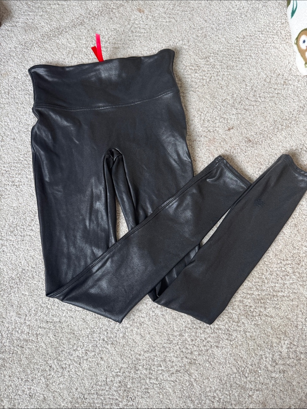 Spanx Small Black Faux Leather Leggings